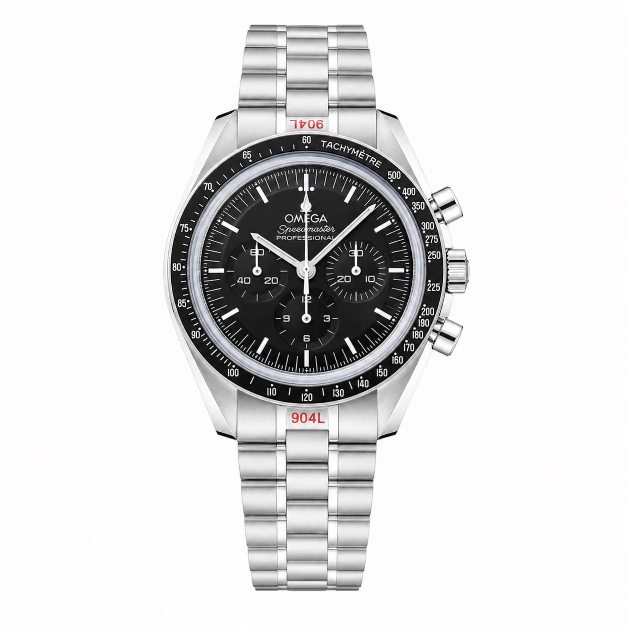 Reloj Omega Speedmaster Professional negro con cronógrafo y brazalete de acero