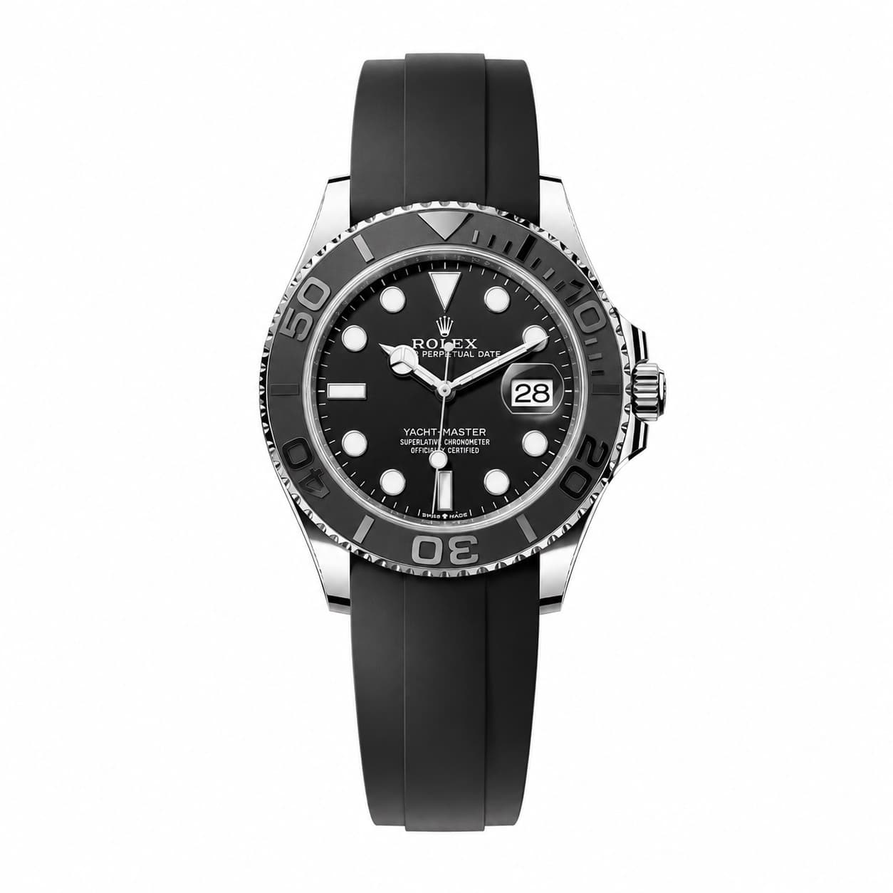 Reloj Rolex Yacht-Master negro con correa Oysterflex